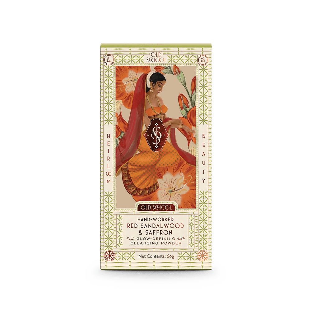 Hand-Worked Red Sandalwood & Saffron Glow-Defining Cleansing Powder - Old School Ritual