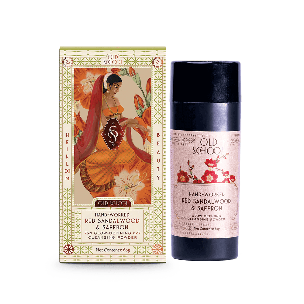 Hand-Worked Red Sandalwood & Saffron Glow-Defining Cleansing Powder - Old School Ritual